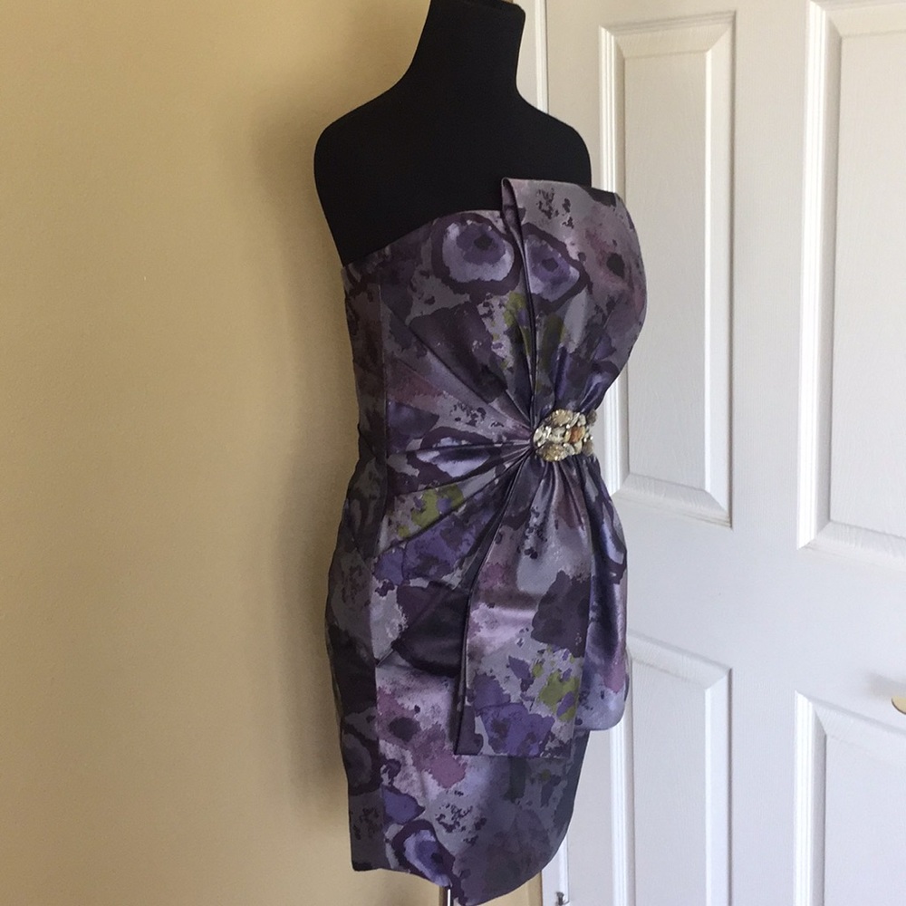 Jovani Floral Print Evening Cocktail Dress - Picture 14 of 16
